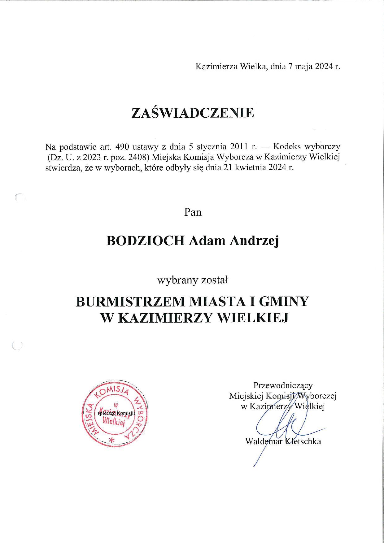 Zaswiadczenie o&nbsp;wyborze burmistrza.jpg